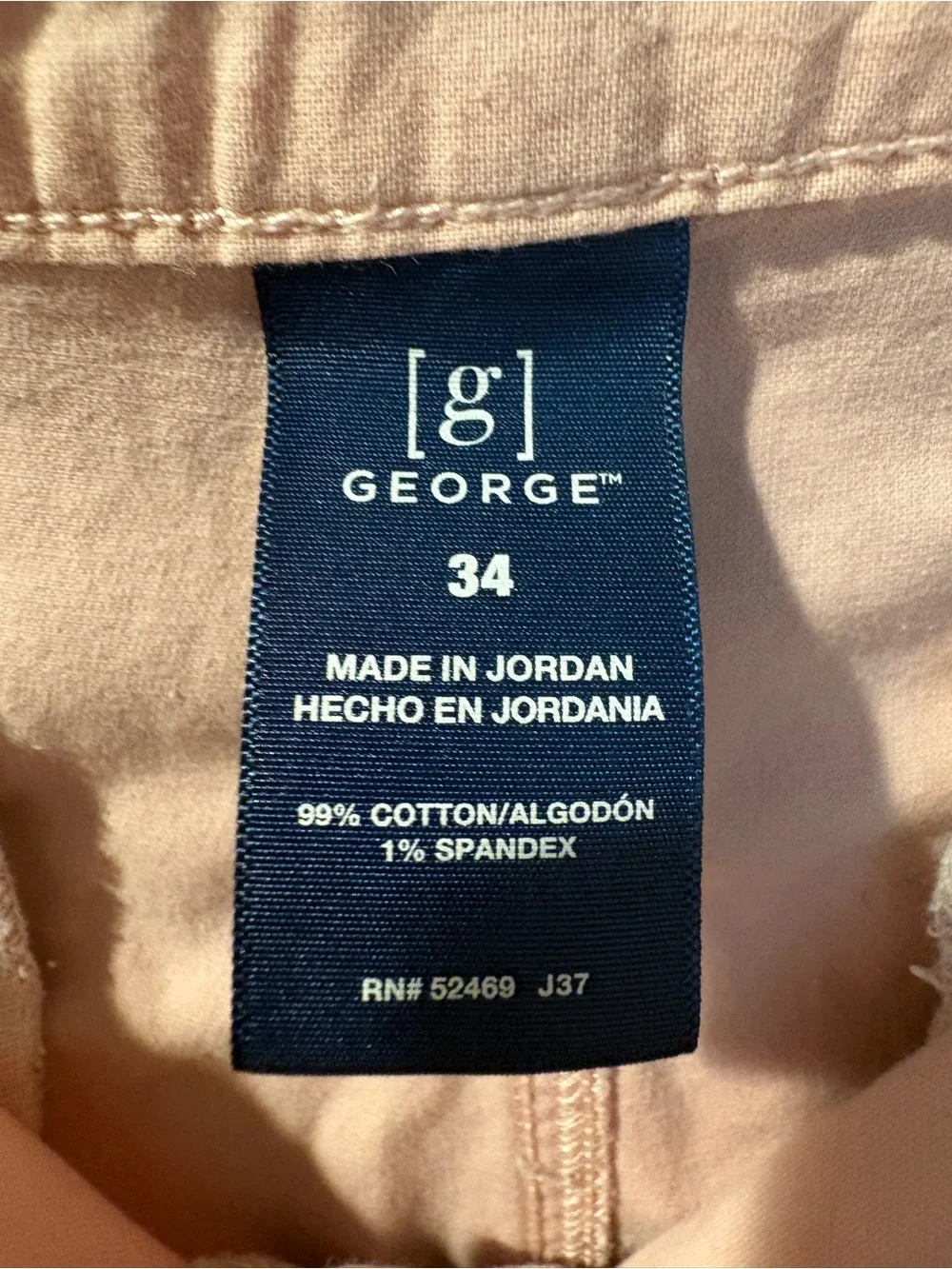 George Men’s Daylily Pink Stretch Flat Front Chino Shorts Size 34